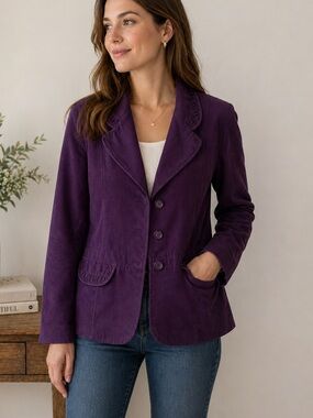 Alfred Dunner Purple Blazer Size 14 Business Casual Jacket